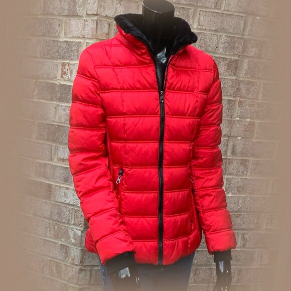 Nautica Red Puffer Water Resistant Midweight Jacket Sz S - Picture 1 of 16